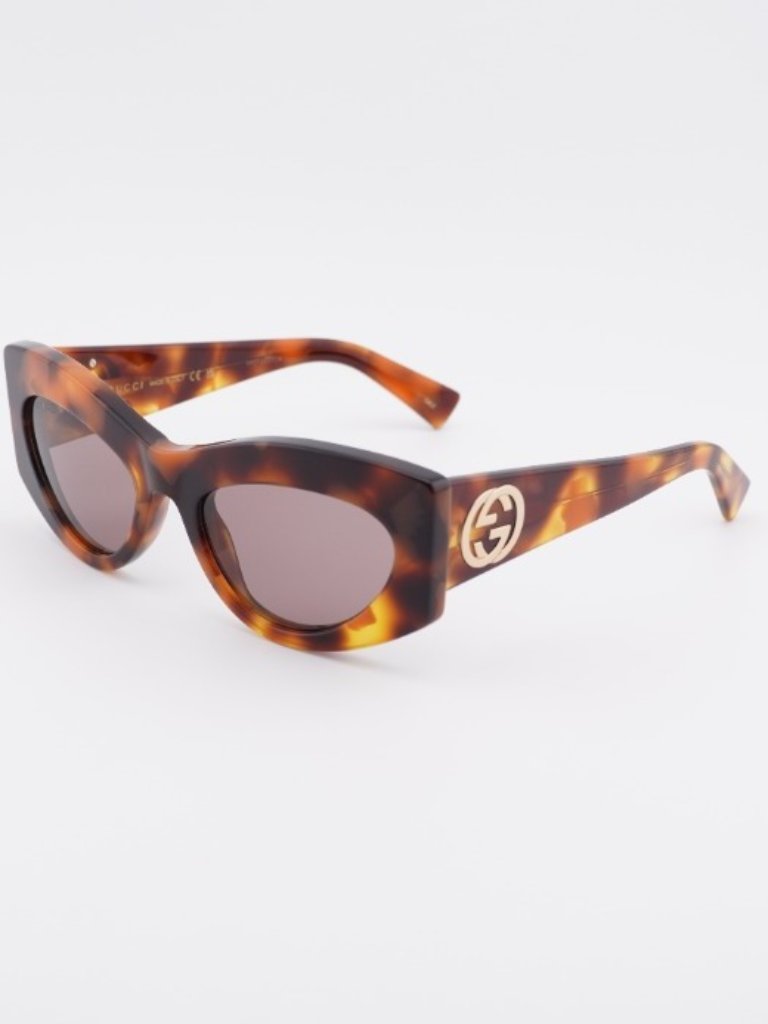 Gucci Gg1843s 003 Sunglasses Havana Cat Eye Frame, Violet Lenses